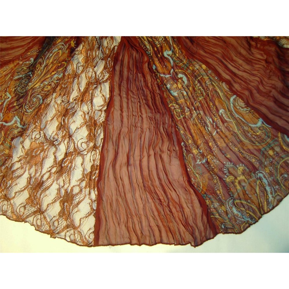 Y2K Crinkle Cami Top SEXY Retro BOHO With Liner & Lace Beads Burgundy Gorgeous - Picture 8 of 8